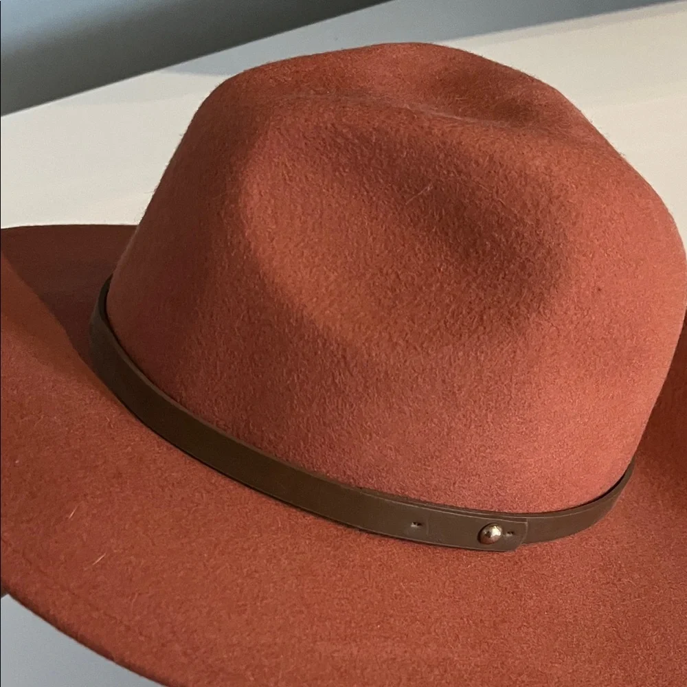Altar'd State Terracotta Wide-Brim Fedora Hat. 100% Wool Minimalist Quite Luxury